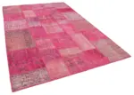 Patchwork Pembe Pamuk Üzerine Yün El Dokuma Kilim-200x302 - Görsel 2