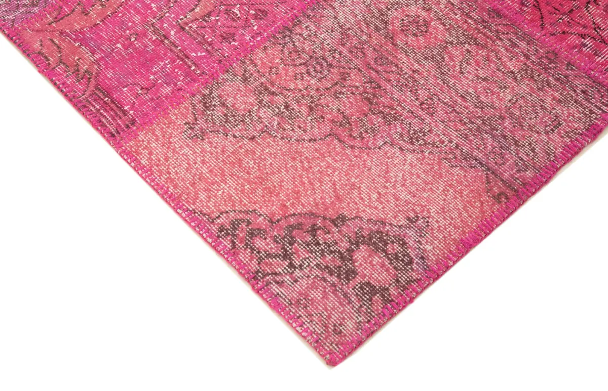 Patchwork Pembe Pamuk Üzerine Yün El Dokuma Kilim-200x302 - Görsel 4