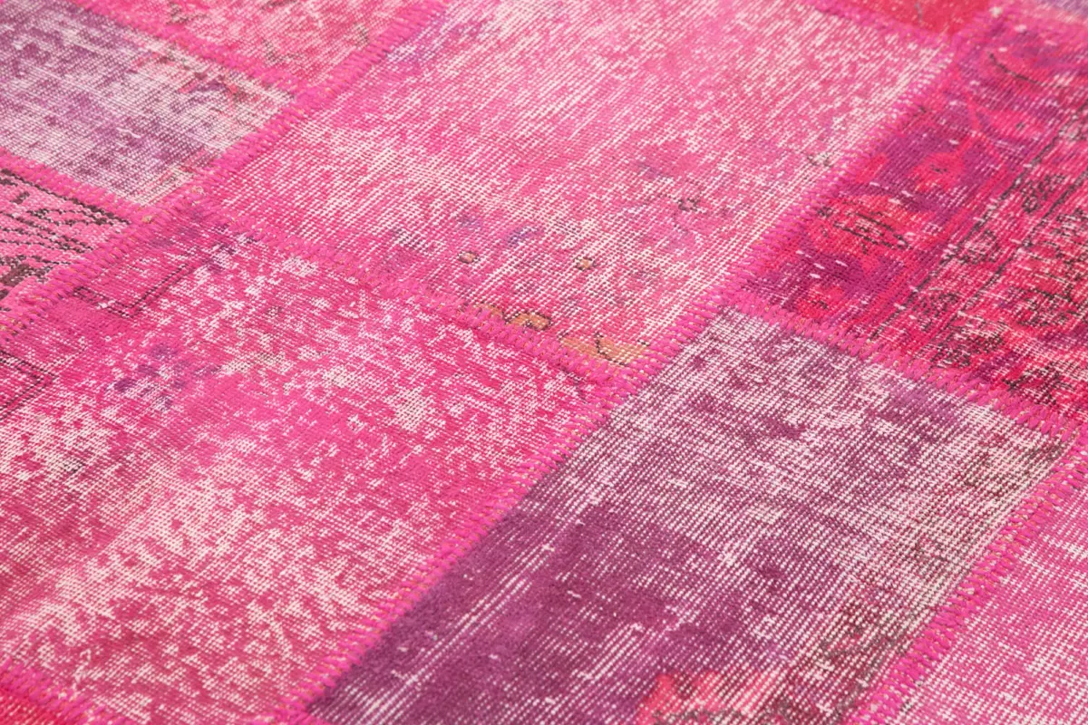 Patchwork Pembe Pamuk Üzerine Yün El Dokuma Kilim-200x302 - Görsel 5