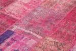 Patchwork Pembe Pamuk Üzerine Yün El Dokuma Kilim-198x294 - Görsel 5