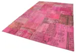 Patchwork Pembe Pamuk Üzerine Yün El Dokuma Kilim-208x314 - Görsel 3