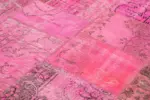 Patchwork Pembe Pamuk Üzerine Yün El Dokuma Kilim-208x314 - Görsel 5