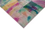 Patchwork Multi Pamuk Üzerine Yün El Dokuma Kilim-197x300 - Görsel 4