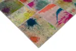 Patchwork Multi Pamuk Üzerine Yün El Dokuma Kilim-206x305 - Görsel 4
