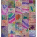 Patchwork Multi Pamuk Üzerine Yün El Dokuma Kilim-198x301