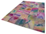 Patchwork Multi Pamuk Üzerine Yün El Dokuma Kilim-198x301 - Görsel 3