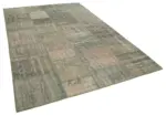 Patchwork Gri Pamuk Üzerine Yün El Dokuma Kilim-200x303 - Görsel 2