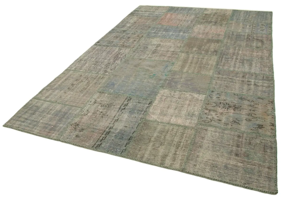 Patchwork Gri Pamuk Üzerine Yün El Dokuma Kilim-200x303 - Görsel 3