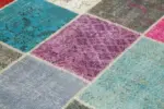 Patchwork Multi Pamuk Üzerine Yün El Dokuma Kilim-205x300 - Görsel 5