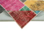 Patchwork Multi Pamuk Üzerine Yün El Dokuma Kilim-205x300 - Görsel 6