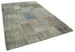 Patchwork Gri Pamuk Üzerine Yün El Dokuma Kilim-204x304 - Görsel 2