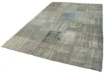 Patchwork Gri Pamuk Üzerine Yün El Dokuma Kilim-204x304 - Görsel 3