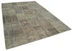 Patchwork Gri Pamuk Üzerine Yün El Dokuma Kilim-206x303 - Görsel 2