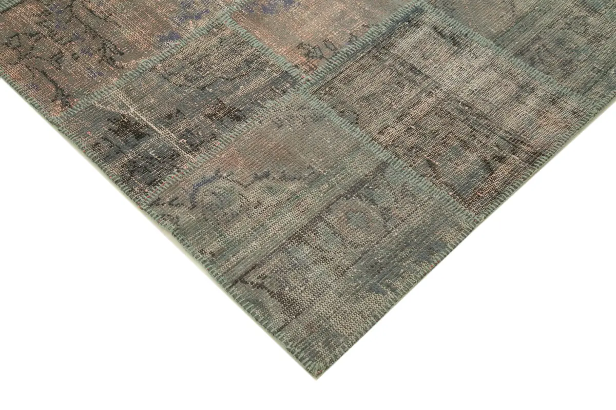 Patchwork Gri Pamuk Üzerine Yün El Dokuma Kilim-206x303 - Görsel 4