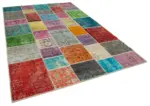Patchwork Multi Pamuk Üzerine Yün El Dokuma Kilim-202x300 - Görsel 2
