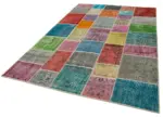 Patchwork Multi Pamuk Üzerine Yün El Dokuma Kilim-202x300 - Görsel 3