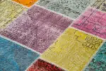 Patchwork Multi Pamuk Üzerine Yün El Dokuma Kilim-202x300 - Görsel 5