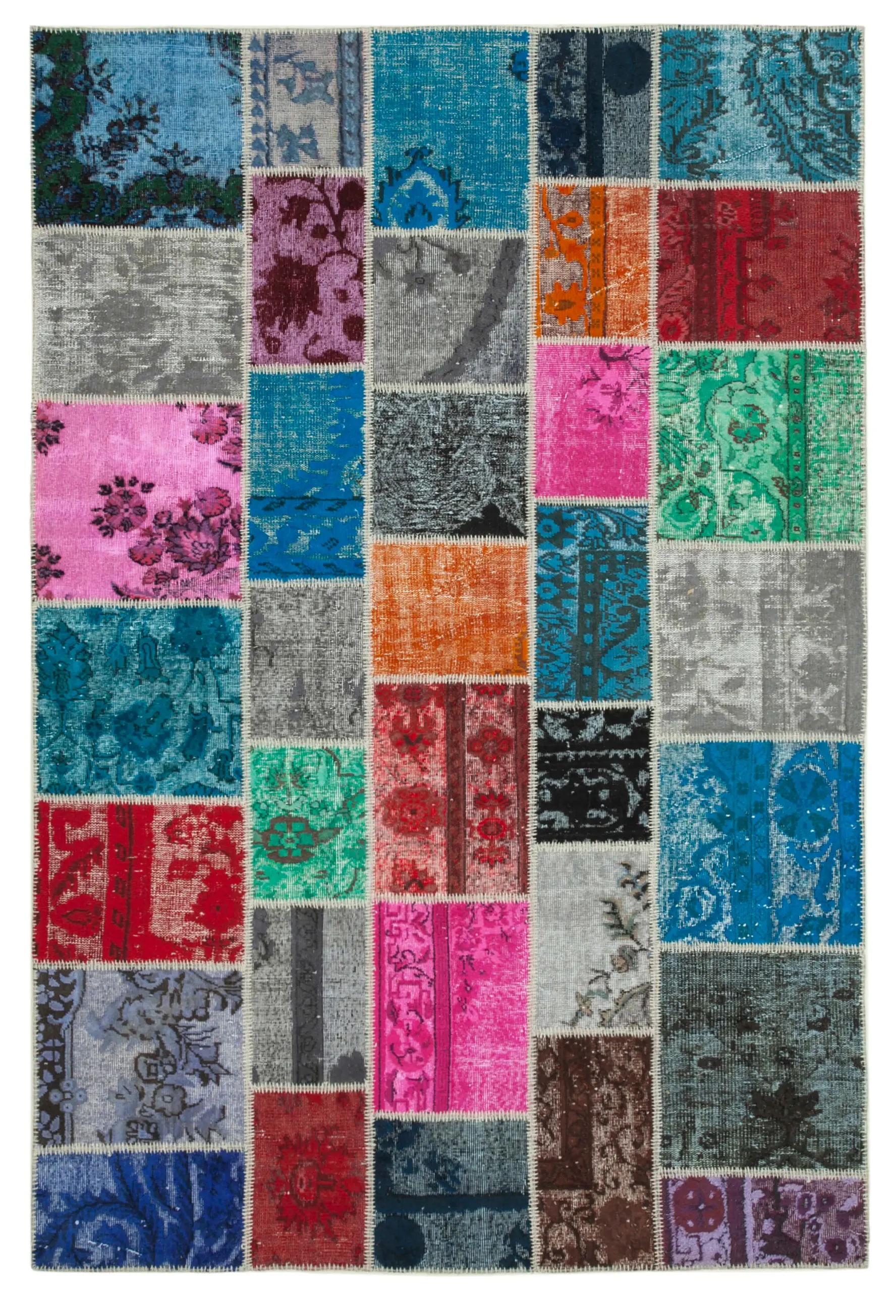 Rc_31615_0_Multicolor_Patchwork_Rugs Patchwork Multi Pamuk Üzerine Yün El Dokuma Kilim-204x304 - Görsel 1