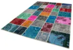 Patchwork Multi Pamuk Üzerine Yün El Dokuma Kilim-204x304 - Görsel 3