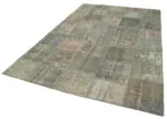 Patchwork Gri Pamuk Üzerine Yün El Dokuma Kilim-197x298 - Görsel 3