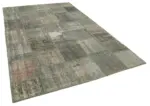 Patchwork Gri Pamuk Üzerine Yün El Dokuma Kilim-196x301 - Görsel 2