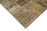 Patchwork Kahverengi Pamuk Üzerine Yün El Dokuma Kilim-197x300 - Görsel 4
