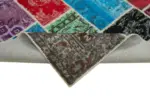 Patchwork Multi Pamuk Üzerine Yün El Dokuma Kilim-206x305 - Görsel 6