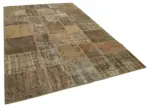 Patchwork Kahverengi Pamuk Üzerine Yün El Dokuma Kilim-198x300 - Görsel 2