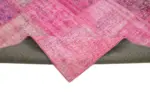 Patchwork Pembe Pamuk Üzerine Yün El Dokuma Kilim-207x301 - Görsel 6