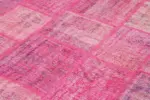 Patchwork Pembe Pamuk Üzerine Yün El Dokuma Kilim-205x302 - Görsel 5