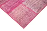 Patchwork Pembe Pamuk Üzerine Yün El Dokuma Kilim-207x304 - Görsel 4