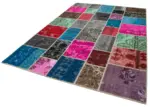 Patchwork Multi Pamuk Üzerine Yün El Dokuma Kilim-206x305 - Görsel 3