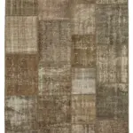 Patchwork Kahverengi Pamuk Üzerine Yün El Dokuma Kilim-200x298