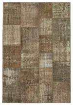 Patchwork Kahverengi Pamuk Üzerine Yün El Dokuma Kilim-200x298