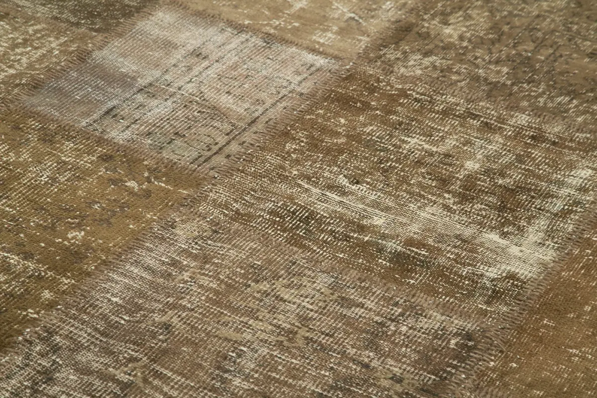 Patchwork Kahverengi Pamuk Üzerine Yün El Dokuma Kilim-200x298 - Görsel 5