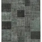 Patchwork Gri Pamuk Üzerine Yün El Dokuma Kilim-200x300