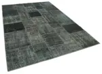 Patchwork Gri Pamuk Üzerine Yün El Dokuma Kilim-200x300 - Görsel 2