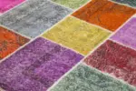 Patchwork Multi Pamuk Üzerine Yün El Dokuma Kilim-204x300 - Görsel 5