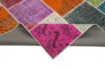 Patchwork Multi Pamuk Üzerine Yün El Dokuma Kilim-204x300 - Görsel 6
