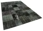 Patchwork Siyah Pamuk Üzerine Yün El Dokuma Kilim-198x300 - Görsel 2