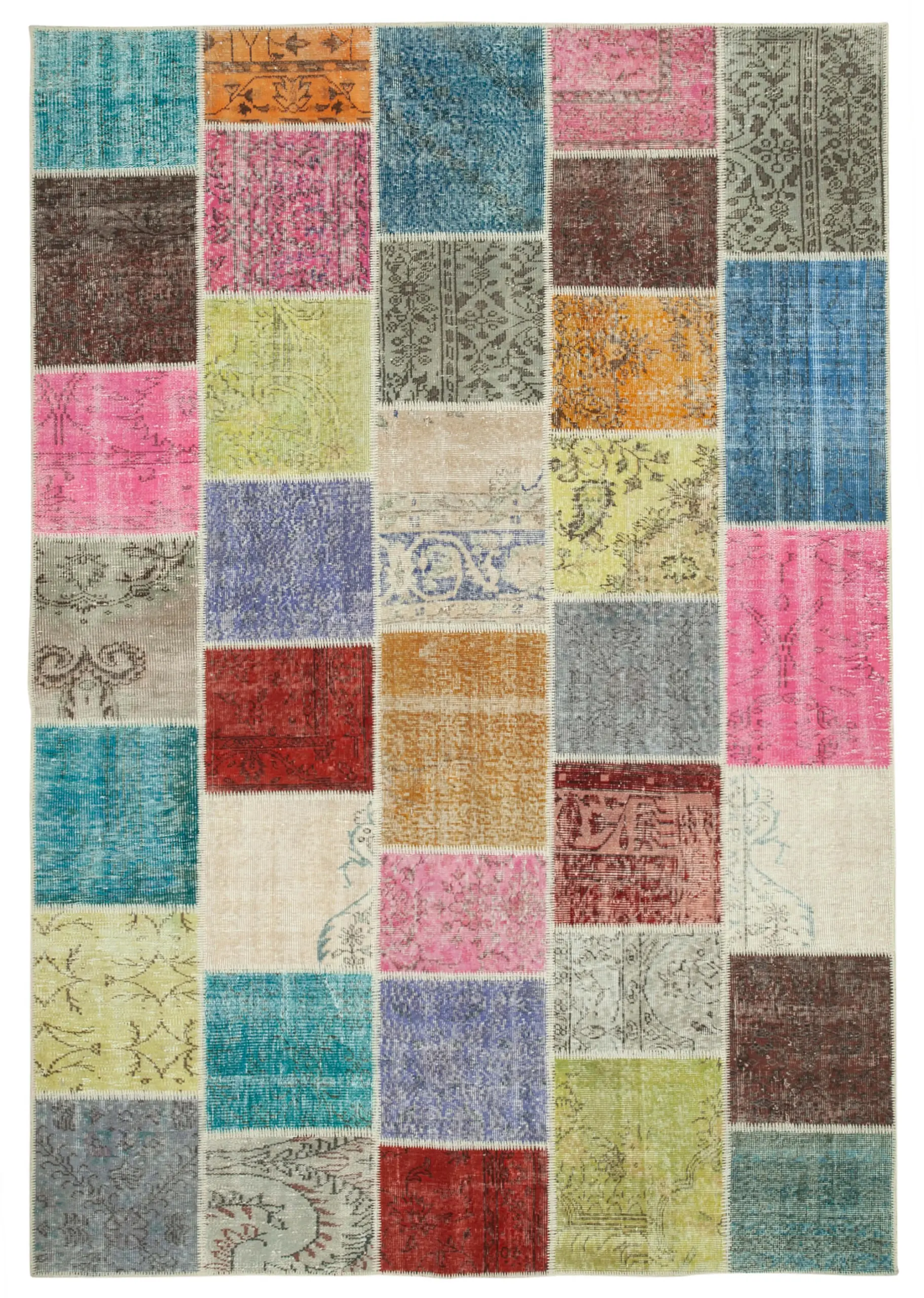 Rc_31669_0_Multicolor_Patchwork_Rugs Patchwork Multi Pamuk Üzerine Yün El Dokuma Kilim-208x300 - Görsel 1