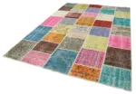 Patchwork Multi Pamuk Üzerine Yün El Dokuma Kilim-208x300 - Görsel 3
