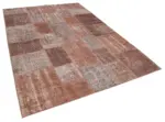 Patchwork Kahverengi Pamuk Üzerine Yün El Dokuma Kilim-198x300 - Görsel 2