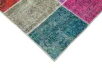 Patchwork Multi Pamuk Üzerine Yün El Dokuma Kilim-203x300 - Görsel 4