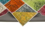 Patchwork Multi Pamuk Üzerine Yün El Dokuma Kilim-203x300 - Görsel 6