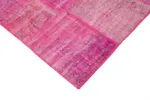 Patchwork Pembe Pamuk Üzerine Yün El Dokuma Kilim-206x304 - Görsel 4