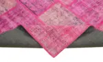 Patchwork Pembe Pamuk Üzerine Yün El Dokuma Kilim-206x304 - Görsel 6