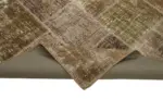 Patchwork Kahverengi Pamuk Üzerine Yün El Dokuma Kilim-197x300 - Görsel 6