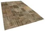 Patchwork Kahverengi Pamuk Üzerine Yün El Dokuma Kilim-198x300 - Görsel 2