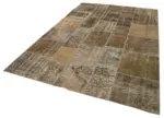 Patchwork Kahverengi Pamuk Üzerine Yün El Dokuma Kilim-198x300 - Görsel 3